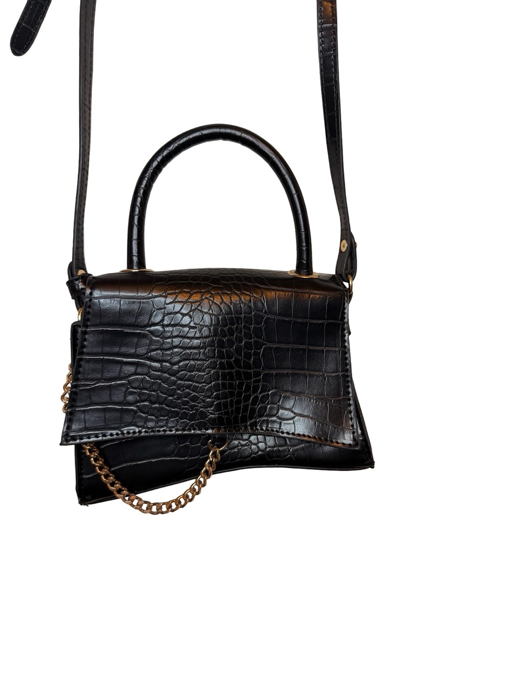 Forever 21 Black Croc-Embossed Mini Top-Handle Crossbody - Picture 2 of 5